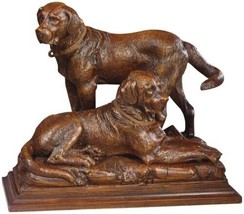 Sculpture MOUNTAIN Lodge 2 Lab Labrador Dogs Chocolate Brown Resin Hand-... - $479.00
