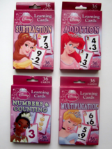 4-Pk Disney Princess Learning Flash Cards Addition Subtraction Numbers Multiply - £10.27 GBP