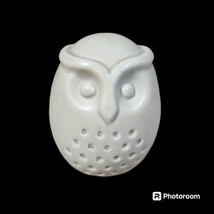 Art Pottery Stoneware Owl Figurine White Ceramic Owl Vintage - $19.71