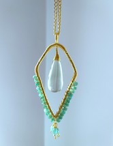 Natural Emerald and Green Amethyst Pendant, Large Gemstone Pendant  - £106.56 GBP