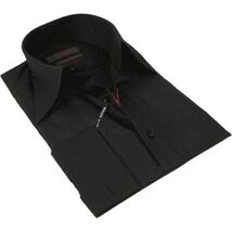 Men's Axxess Turkey Shirt 100% Cotton Long Collar 224-06 French Cuffs Black image 2