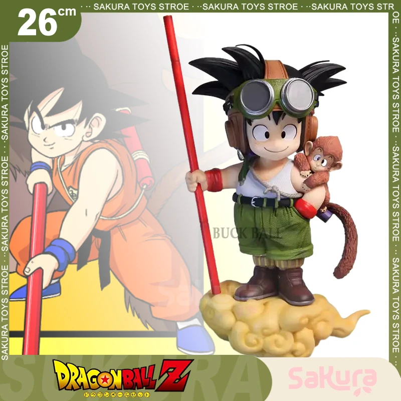 Dragon Ball Anime Figure Son Goku And Monkey Figurine 26cm Kid Goku Statue - £37.61 GBP+