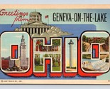 Large Letter Greetings From Geneva On The Lake Ohio OH Linen Postcard F19 - $2.92