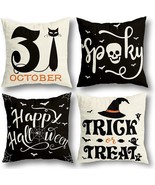 Halloween Decorations Pillow Covers 18&quot; x 18&quot; Set of 4 Cases NEW - $18.68