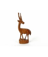 Carved Wood Gazelle / Antelope w/ Baby at Her Feet Figurine Vintage 1960... - £9.20 GBP