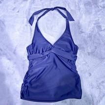 Athleta Swim Tara Halter Tankini Top Blue Underwire Bra Womens 34B 34C Tall - $34.64