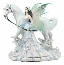 Aurora Borealis Winter Fairy With Sacred White Horse Statue 10&quot;Long Nene Thomas - £103.90 GBP