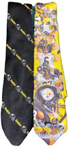 2 Pittsburgh Steelers Neck Tie Mens Black Gold NFL Team Logo Helmet Ralp... - £14.69 GBP