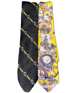 2 Pittsburgh Steelers Neck Tie Mens Black Gold NFL Team Logo Helmet Ralp... - £14.70 GBP