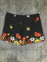 Kathie Lee Short Pleated Polka Dot Flowers Mini Skirt Women&#39;s 16 Black - £7.03 GBP