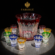 Faberge Palais Crystal Champagne Ice Bucket with shot glasses NIB