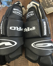 Mens 15&quot; Vic Gel Force Black White Hockey Gloves PRO Anatomic Design - £44.02 GBP