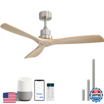 Sofucor 52 Inch Smart Ceiling Fans Without Light-Modern Solid Wood Outdoor - $270.81
