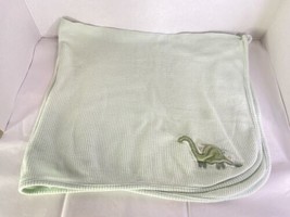 Just Born Thermal Waffle Weave Woven Baby Blanket Dino Dinosaurs Pale Green - £50.89 GBP