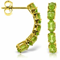 14K Solid Yellow Gold Natural Peridot Gemstone Elegant Stud Earrings - £301.15 GBP