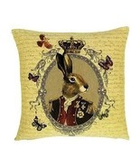NEW Woven Cotton Jacquard Royal Hare Whimsical Rabbit Pillow Cover 18x18 - $363.82 MXN