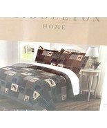 Middleton Queen Quilt &amp; 2 Pillow Shams Micorofiber Moose Bear Cabin Decor  - £52.92 GBP