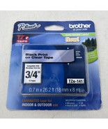 Brother 3/4&quot; (18mm) P-touch TZe-141 Black-on-Clear Laminated Label Maker... - $13.99