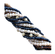 Blue Moon Bohemian Seed Bead Collection Cream Brown Blue Strand Mix Bulk Beads - $6.79