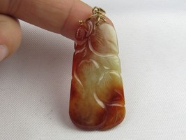 **ESTATE 14K YELLOW GOLD CARVED ORANGE JADE PENDANT 1.75&quot; 10.4 GRAMS - $561.35