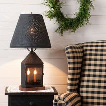 New Harbor Lamp in Textured Black with Metal Empire Shade image 2