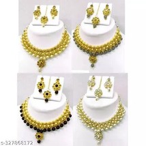 Indian Women Set Of 4 Combo Necklace Set Gold plated Fashion Jewelry Wed... - $36.31