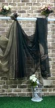 Organza Saree Floral Print Fabric, Black &amp; Sage Green Indian Fashion Fab... - £35.40 GBP