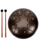 Steel Tongue Drum Standard C Key 8 Notes 6" With Mallets Music Book Finger Picks