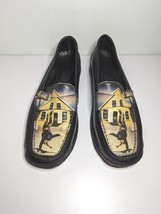 Icon Shoes Wearable Art Black Buckle Loafer Girl Doing Cartwheel Painted... - £78.47 GBP
