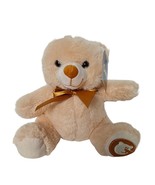 Goffa Cream Gold Teddy Bear Plush Bow Stuffed Animal 8.5&quot; - $20.89 CAD