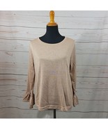 J. Crew Women's Rose Gold Metallic Flounce Long Sleeve Knit Top Size XL - $17.82