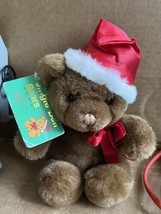 7&quot; Vtg JERRY ELSNER Jingle Bell Santa TEDDY BEAR RATTLE STUFFED PLUSH w ... - £10.85 GBP