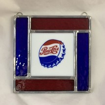 VTG Pepsi GLASS HANGING WINDOW SIGN SUN CATCHER Advertising 6” X 6” Bott... - £30.09 GBP