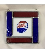 VTG Pepsi GLASS HANGING WINDOW SIGN SUN CATCHER Advertising 6” X 6” Bott... - £31.35 GBP