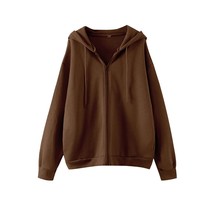Women Oversized Solid Zip Up Hoodie Drawstring Hooded Long Sleeve Fleece... - £39.22 GBP