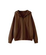 Women Oversized Solid Zip Up Hoodie Drawstring Hooded Long Sleeve Fleece... - £39.10 GBP