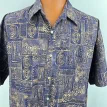 Tori Richard Hawaiian Aloha XL Shirt Geometric Purple Mother Of Pearl Bu... - £55.46 GBP
