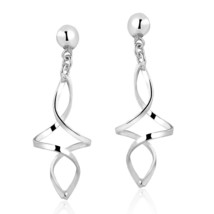 Swirling Infinity Twist .925 Steling Silver Post Drop Earrings - £11.83 GBP
