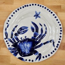 Blue Crab Dinner Plate Embossed 10&quot; Sea Nautical by Blue Sky  - £18.95 GBP