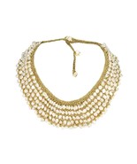Freshwater Dyed Pearls Collar Bib Silk Net Necklace - £24.90 GBP