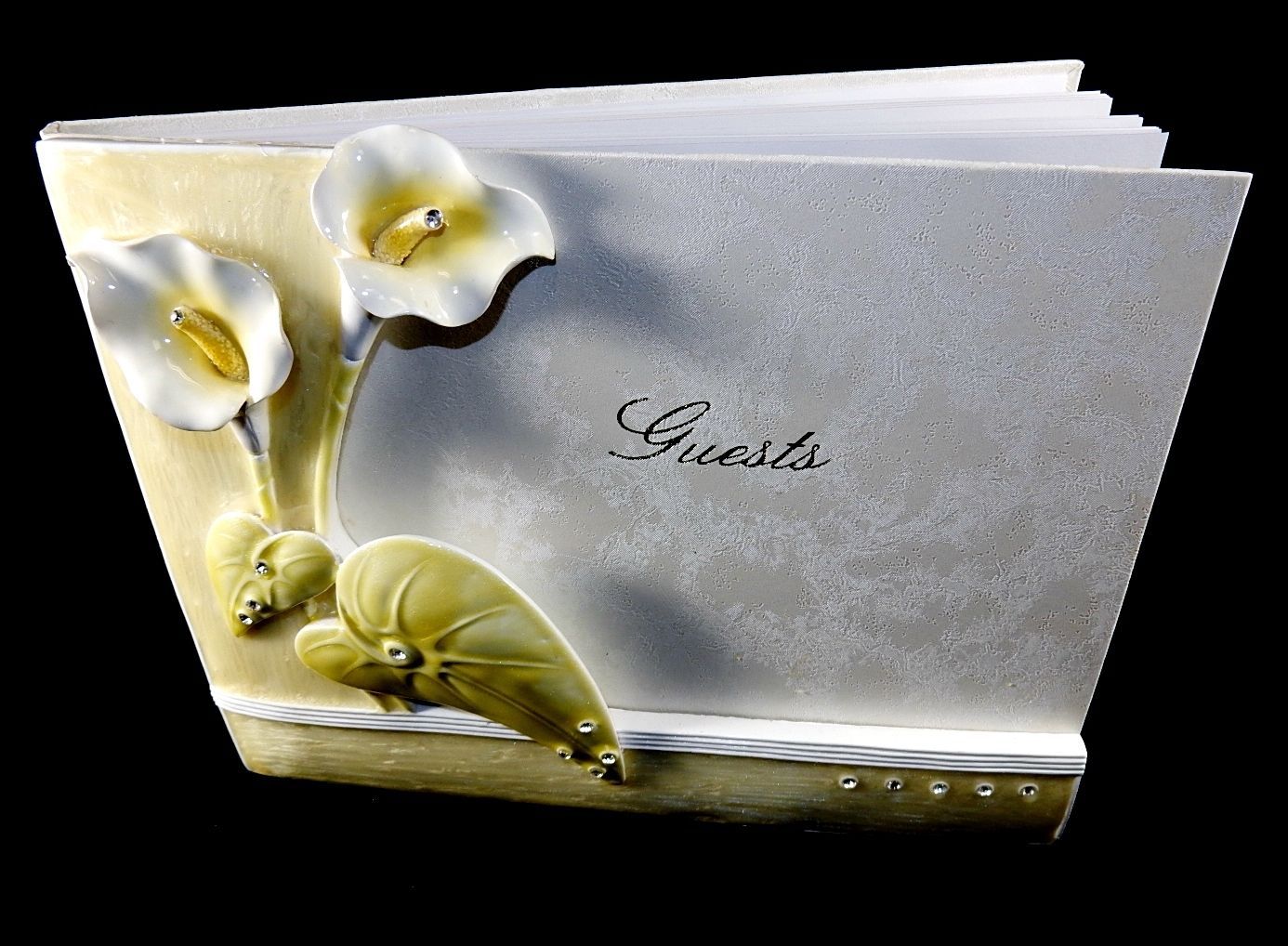 Primary image for Keepsake Guest Book, "Elegant Lily" Polyresin Cover, 1000 Name Entries, #SL1739