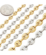 316L Stainless Steel 18k GP 6.5-10mm Mariner Chain Necklace Bracelet 8.5... - $15.99+