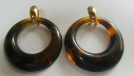 Large Round Rootbeer Color Pierced Earrings - £17.38 GBP