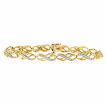 10kt Yellow Gold Womens Round Diamond Infinity Bracelet 1/4 Cttw - £598.11 GBP