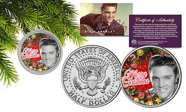 ELVIS PRESLEY JFK Half Dollar Coin w/ XMASTree Ornament Capsule * Vintag... - £7.43 GBP