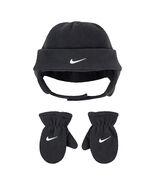 Nike Baby Boys Toddler 2 Piece Hat Mittens Set New Fleece Chin Trapper Cap - $24.75