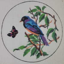 Bluebird Needlepoint Round Canvas Butterfly Green 16 Ct Petit Point 3 AV... - $12.95