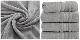 4 Pack New Grey Color Ultra Super Soft Luxury Turkish 100% Cotton Bath Towels - £84.98 GBP