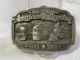 Vtg 1986 Solid Pewter Belt Buckle C&amp;J 100 Years American Railroading 188... - £23.66 GBP