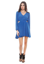 Donna Mizani royal blue dress Cut Out Flounce Dress extra small xs made ... - $39.59